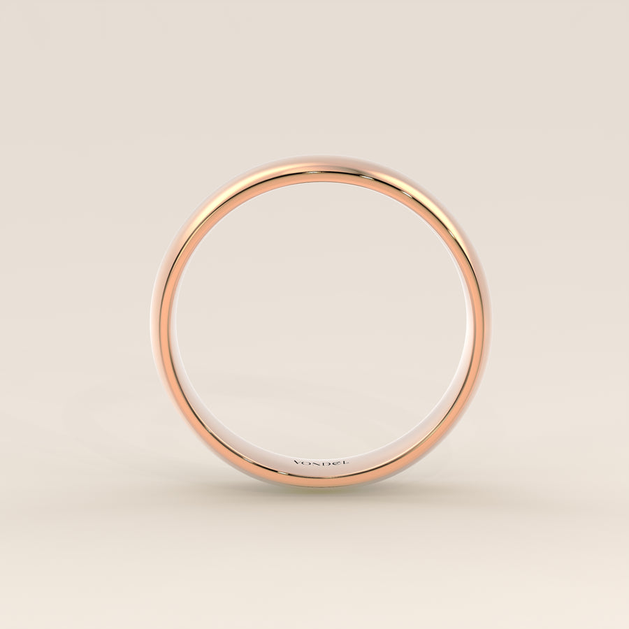 Trouwring man plain band 4mm, rosegoud