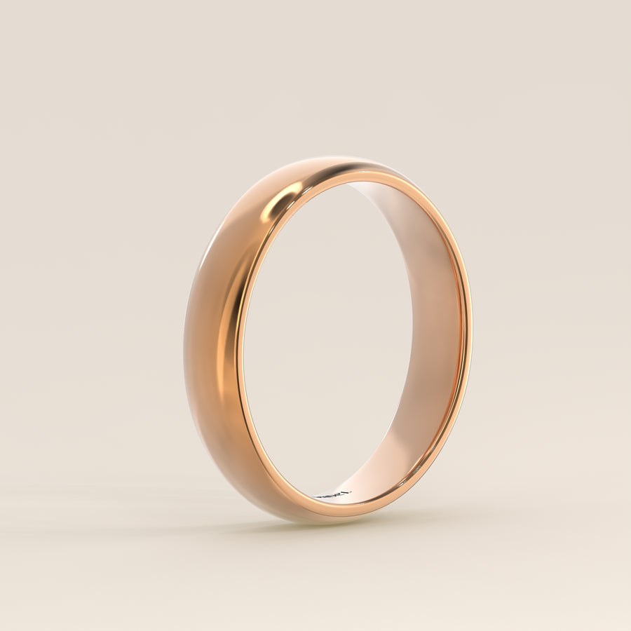 Trouwring man plain band 4mm, rosegoud