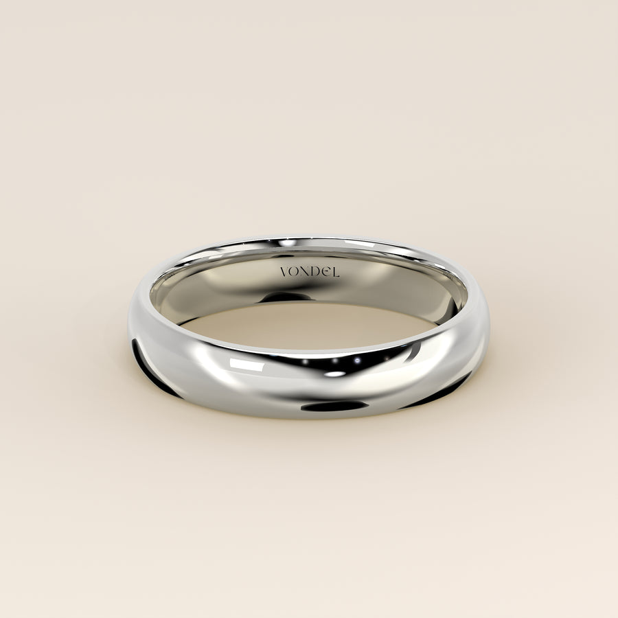 Trouwring man plain band 4mm, witgoud