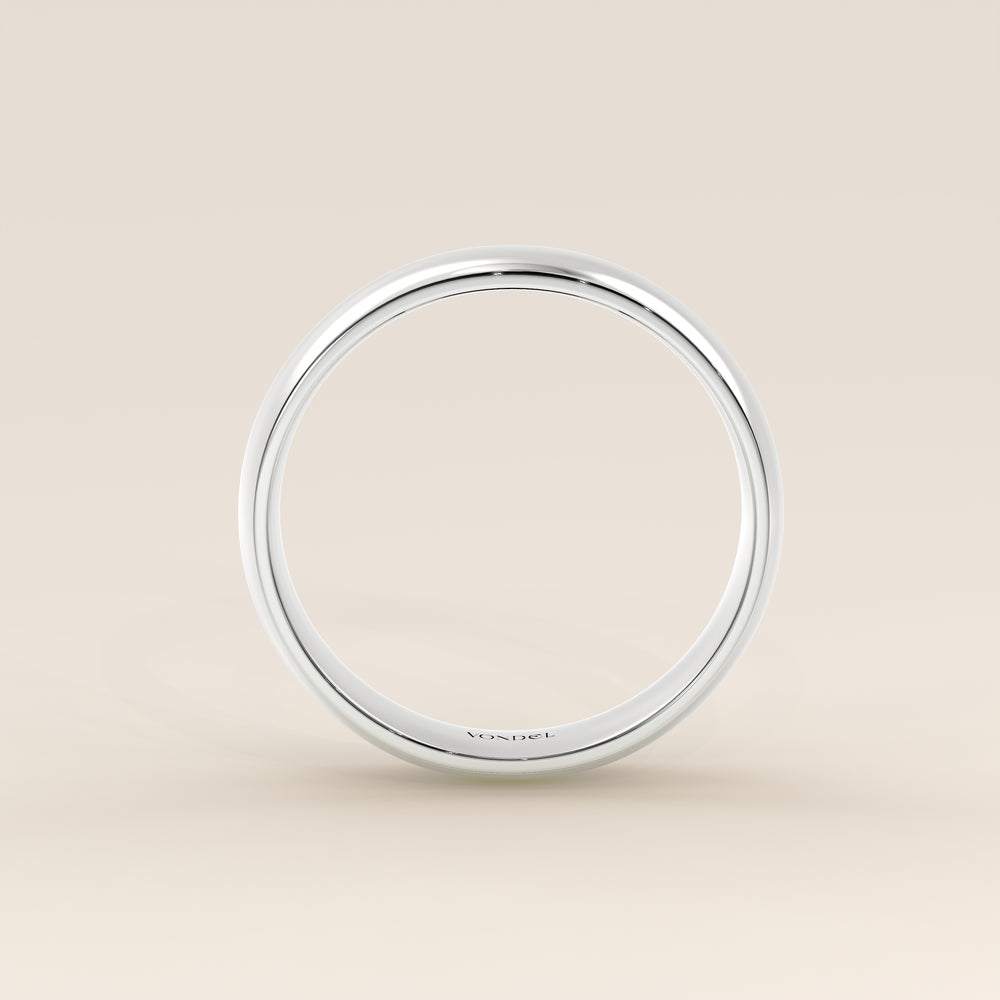 Trouwring man plain band 4mm, witgoud