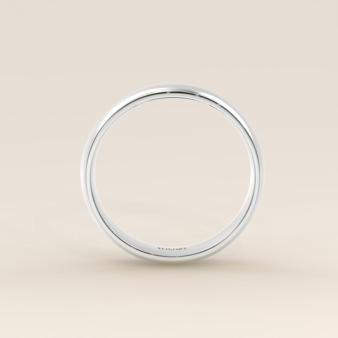 Trouwring man plain band 4mm, witgoud