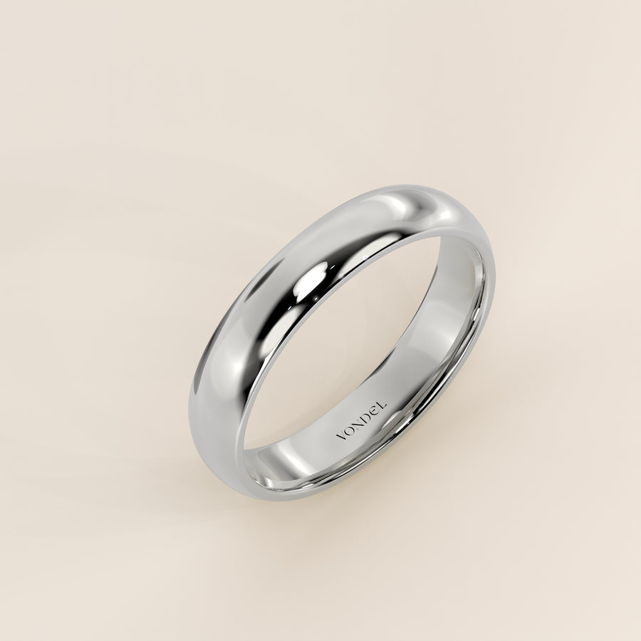 Trouwring man plain band 4mm, witgoud