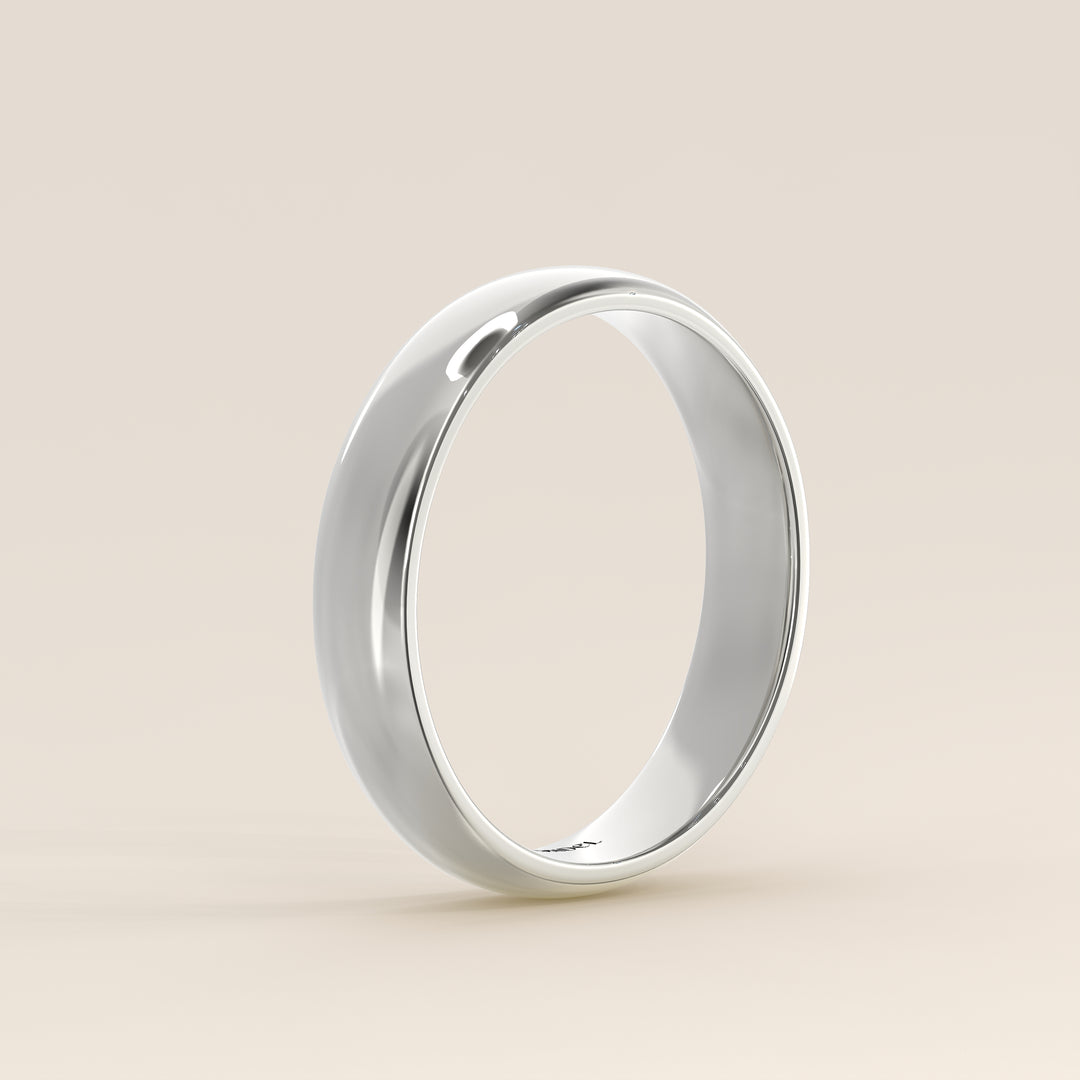 Trouwring man plain band 4mm, witgoud