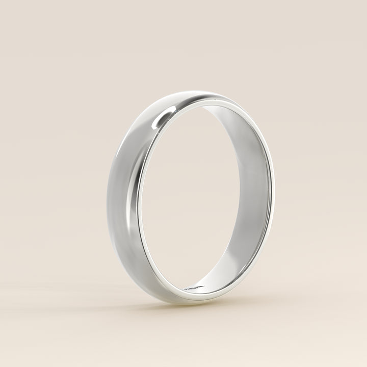 Trouwring man plain band 4mm, witgoud