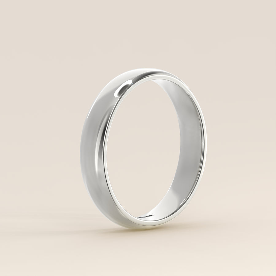 Trouwring man plain band 4mm, witgoud