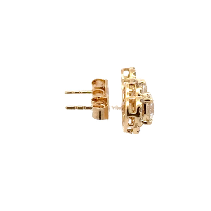 Rond Briljant Flower Stud Oorbellen - 18K Geelgoud - 1,51 ct