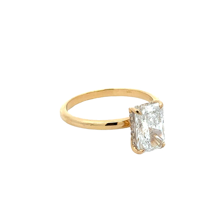 Radiant Solitair Ring met Hidden Halo - 18k Geelgoud - 2,08 ct
