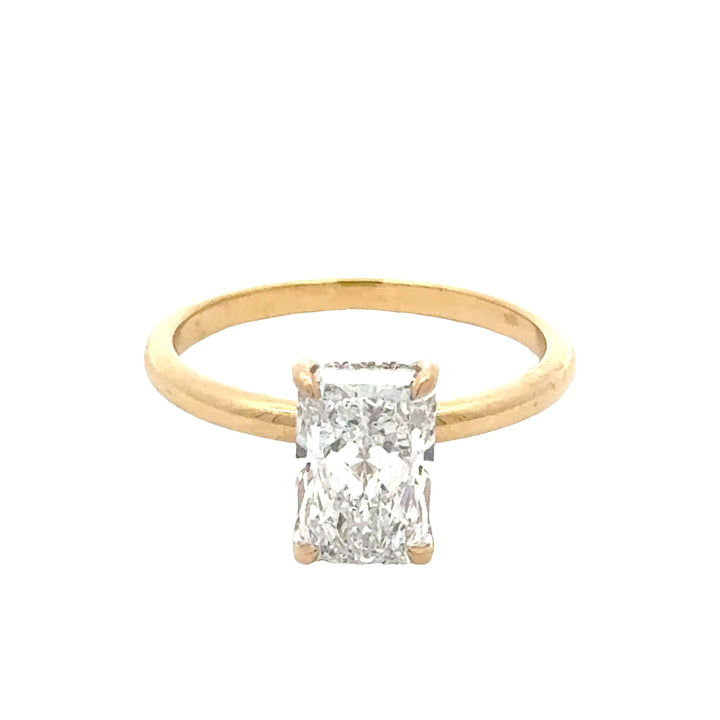 Radiant Solitair Ring met Hidden Halo - 18k Geelgoud - 2,08 ct