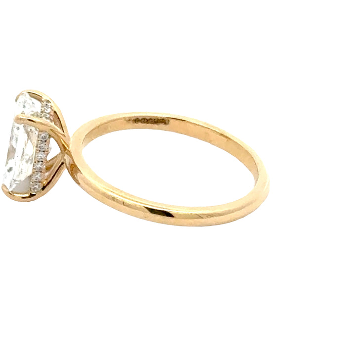 Radiant Solitair Ring met Hidden Halo - 18k Geelgoud - 2,08 ct