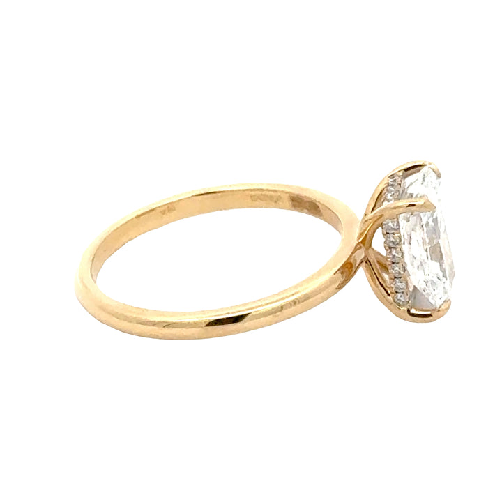 Radiant Solitair Ring met Hidden Halo - 18k Geelgoud - 2,08 ct