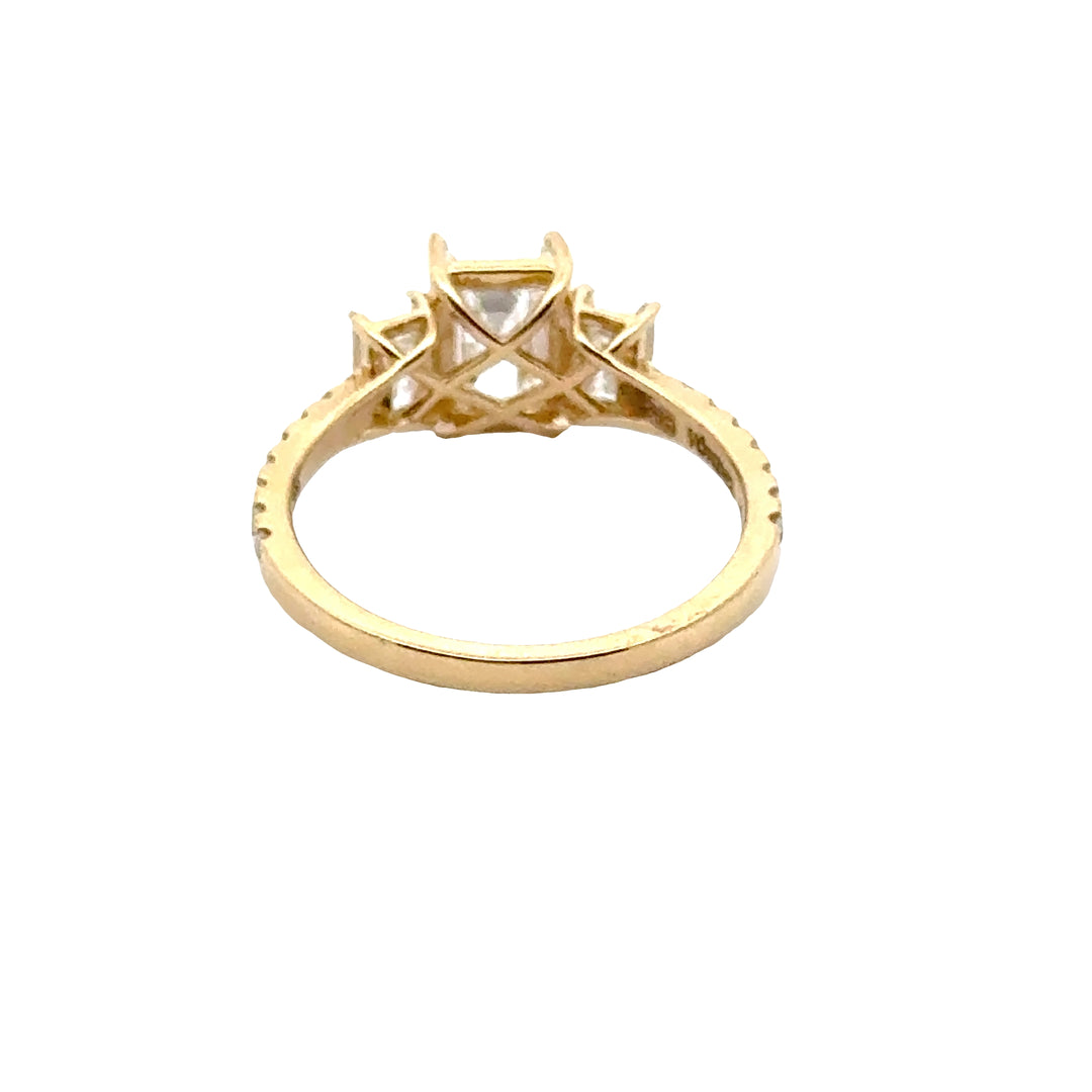 Emerald Trilogy Ring met pave band - 18K Geelgoud - 2,45 ct