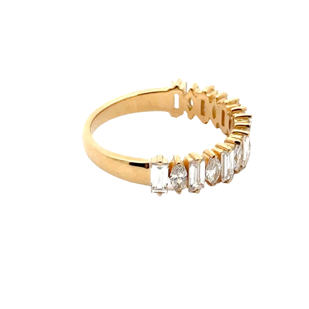 Baguette en Marquise Rijring - 18K Geelgoud - 1,27 ct