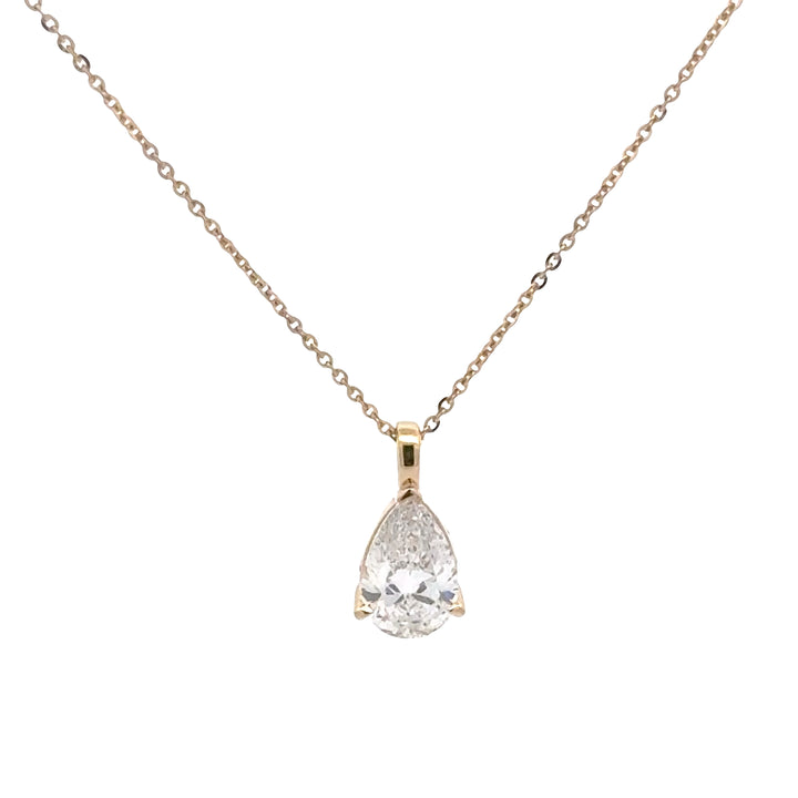 Pear Diamond Pendant Ketting - 18K Geelgoud - 1,62 ct