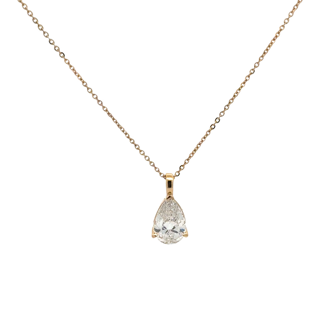 Pear Diamond Pendant Ketting - 18K Geelgoud - 1,62 ct