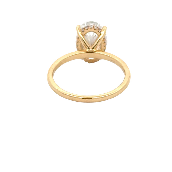 Ovale Solitair Ring met Hidden Halo - 18K Geelgoud - 3,12 ct