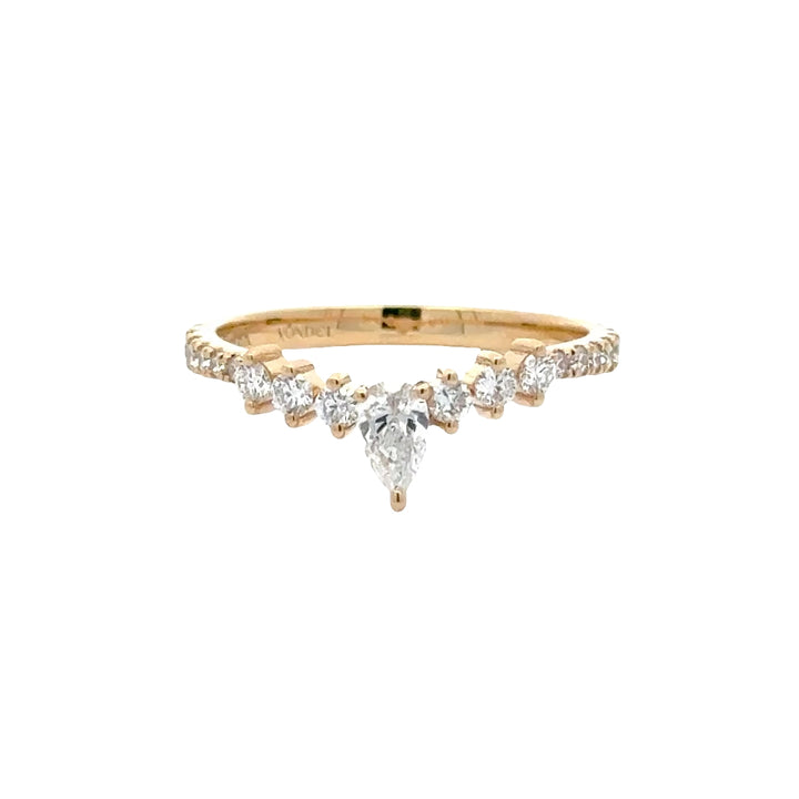 Gebogen Rijring met Peer en ronde briljanten - 18K Geelgoud - 0,58 ct