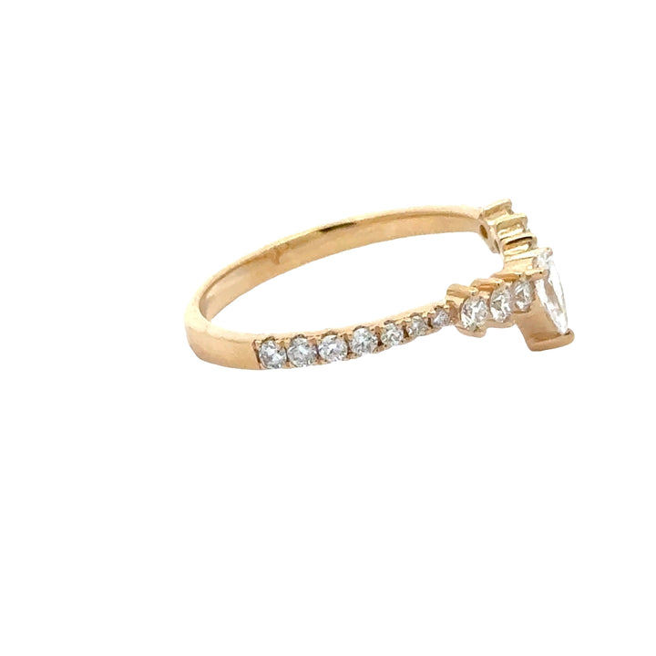 Gebogen Rijring met Peer en ronde briljanten - 18K Geelgoud - 0,58 ct