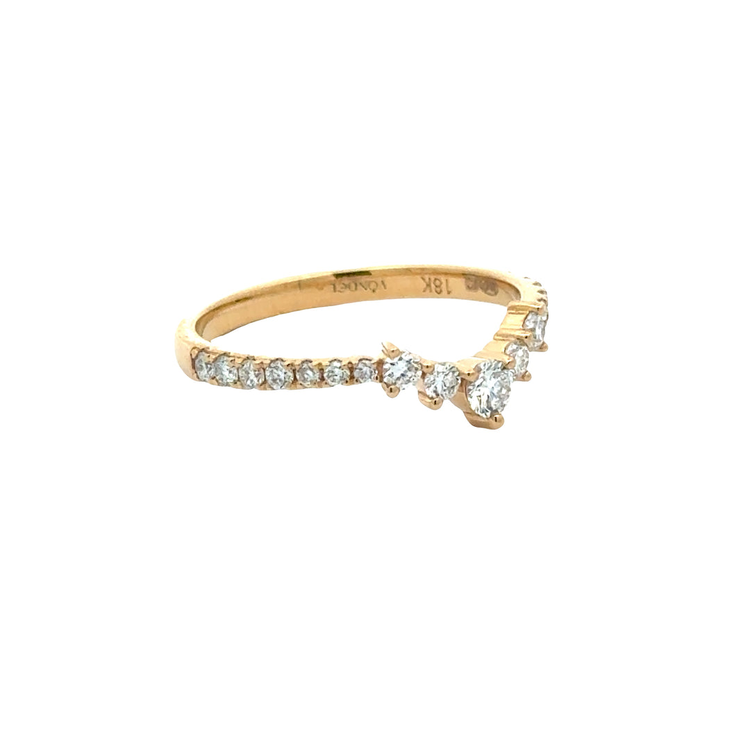 Gebogen Rijring met ronde briljanten - 18K Geelgoud - 0,44 ct