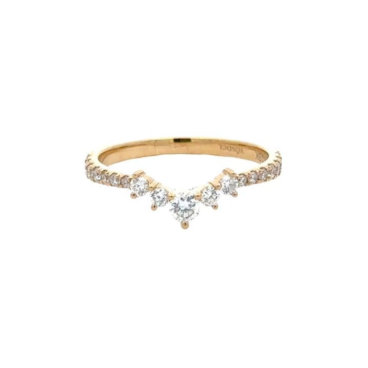 Gebogen Rijring met ronde briljanten - 18K Geelgoud - 0,44 ct