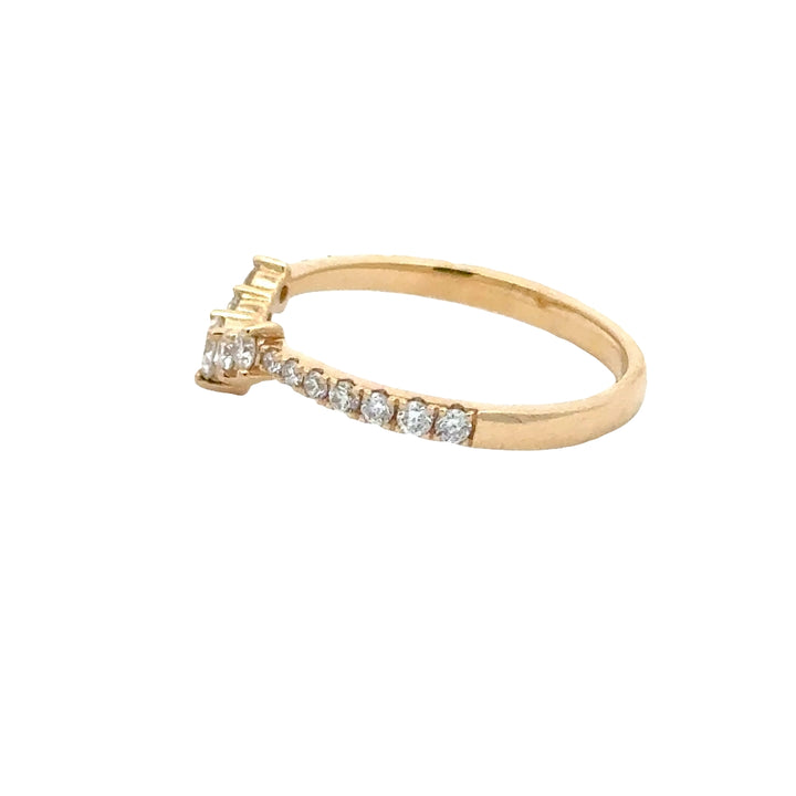Gebogen Rijring met ronde briljanten - 18K Geelgoud - 0,44 ct