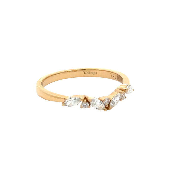 V-vormige Ring met Marquise en Rond Briljant - 18K Geelgoud - 0,30 ct