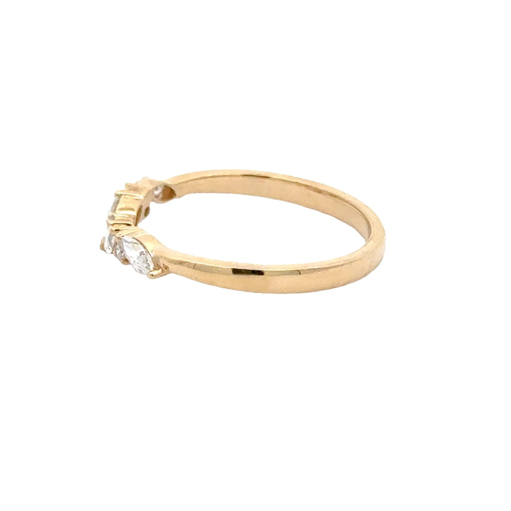 V-vormige Ring met Marquise en Rond Briljant - 18K Geelgoud - 0,30 ct