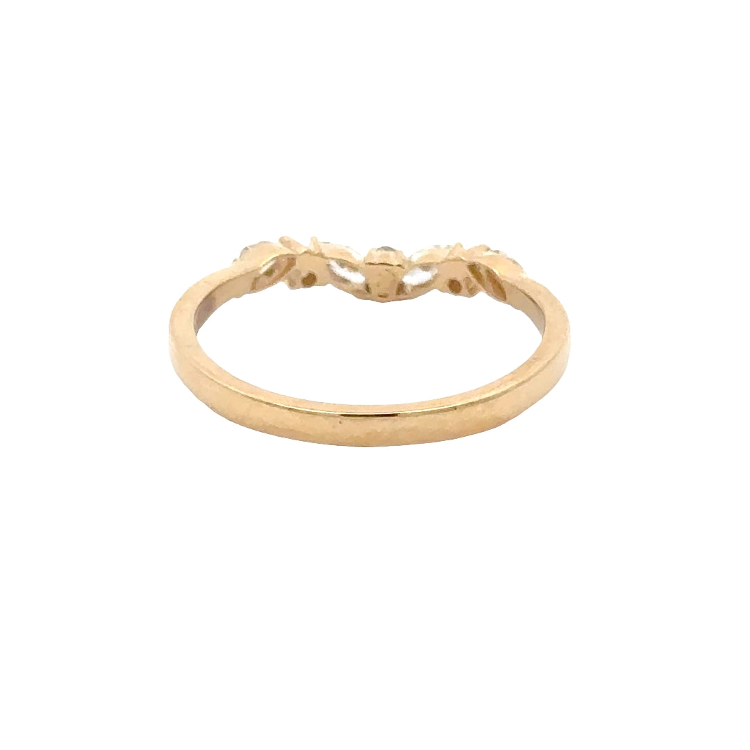 V-vormige Ring met Marquise en Rond Briljant - 18K Geelgoud - 0,30 ct