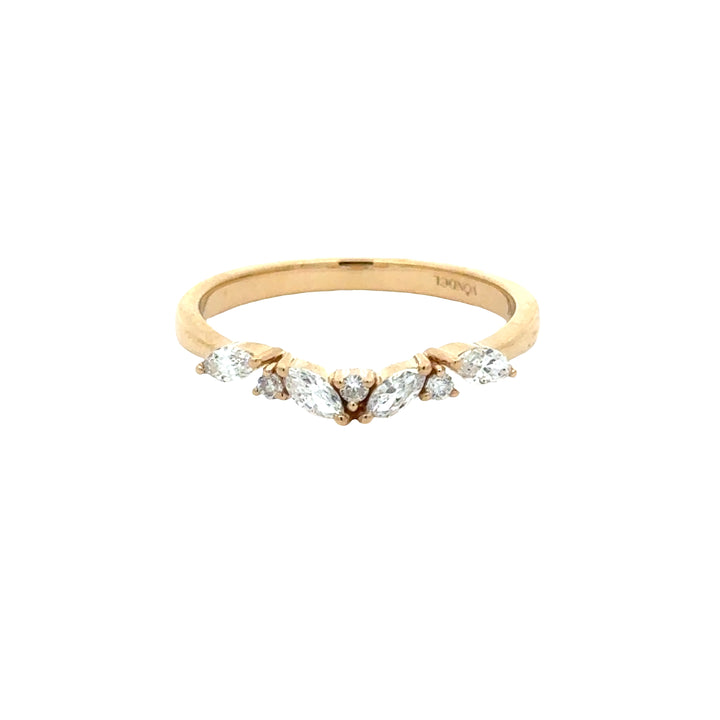 V-vormige Ring met Marquise en Rond Briljant - 18K Geelgoud - 0,30 ct