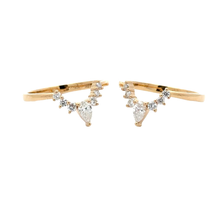 Aanschuifringen Set met Peer en Ronde Briljanten - 18K Geelgoud - 0,66 ct
