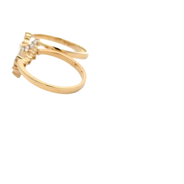 Aanschuifringen Set met Peer en Ronde Briljanten - 18K Geelgoud - 0,66 ct