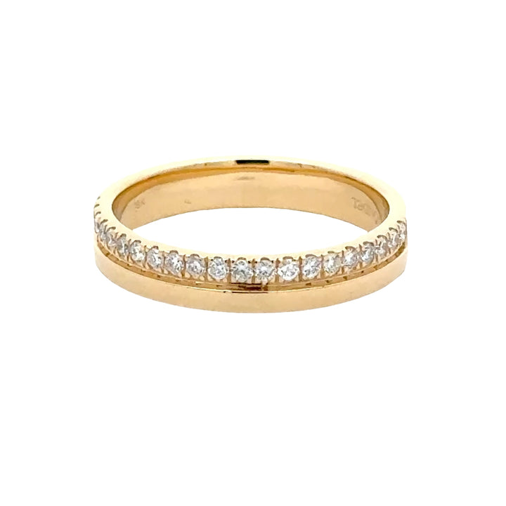 Brede Ring Half Pave Gezet - 18K Geelgoud - 0,20 ct