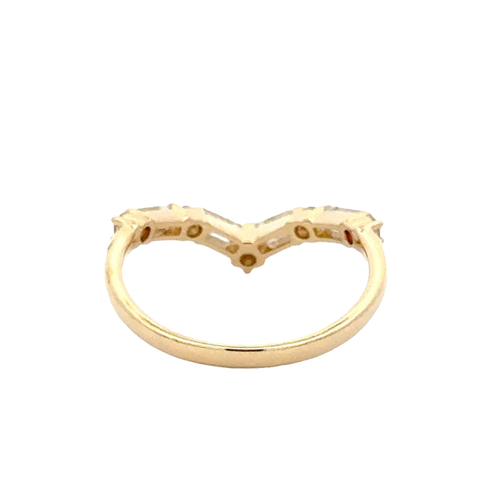 V-vormige Rijring met Baguette en Rond Briljant Geslepen Diamanten - 0,60 ct