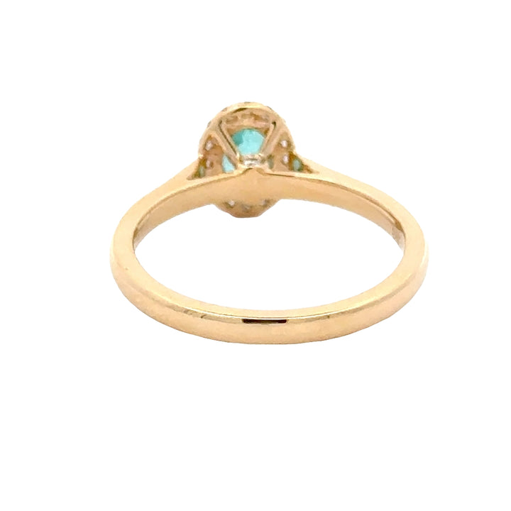 Paraiba Garnet 0.5 ct Oval Halo Ring with Diamond - 18K Yellow Gold