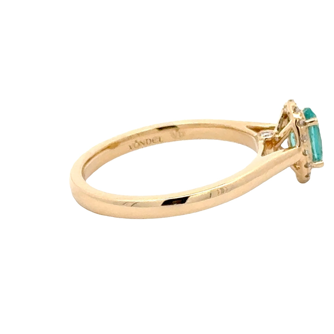 Paraiba Garnet 0.5 ct Oval Halo Ring with Diamond - 18K Yellow Gold