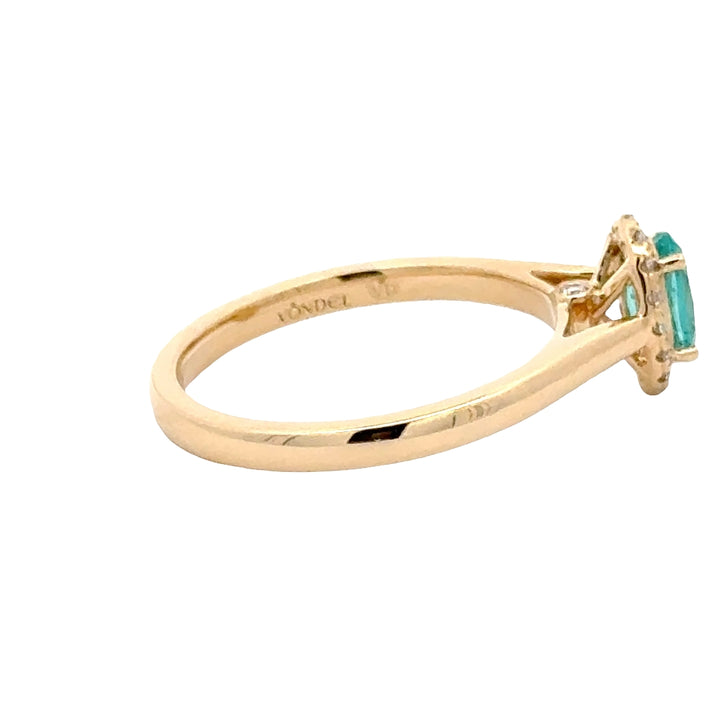 Paraiba Garnet 0.5 ct Oval Halo Ring with Diamond - 18K Yellow Gold