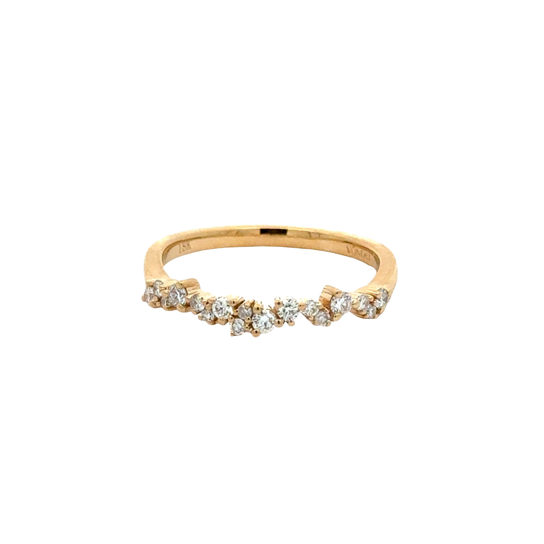 Light Blue Sapphire 1,5 ct Rond Ring met Aanschuifring Set Diamant Snowdrift   - 18K Geelgoud