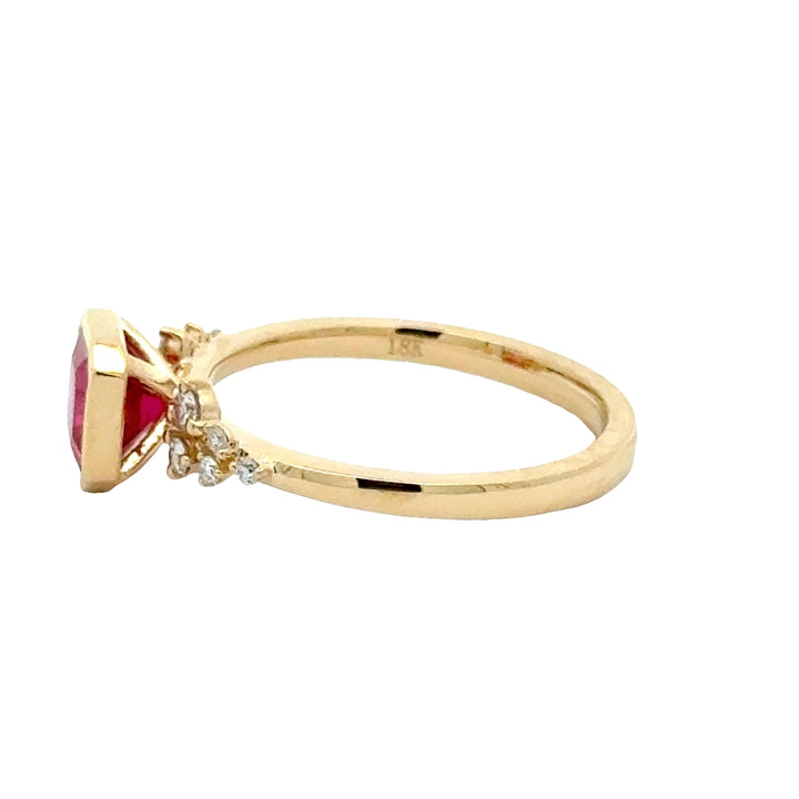 Ruby Asscher 1 ct Ring met Diamant  - 18K Geelgoud