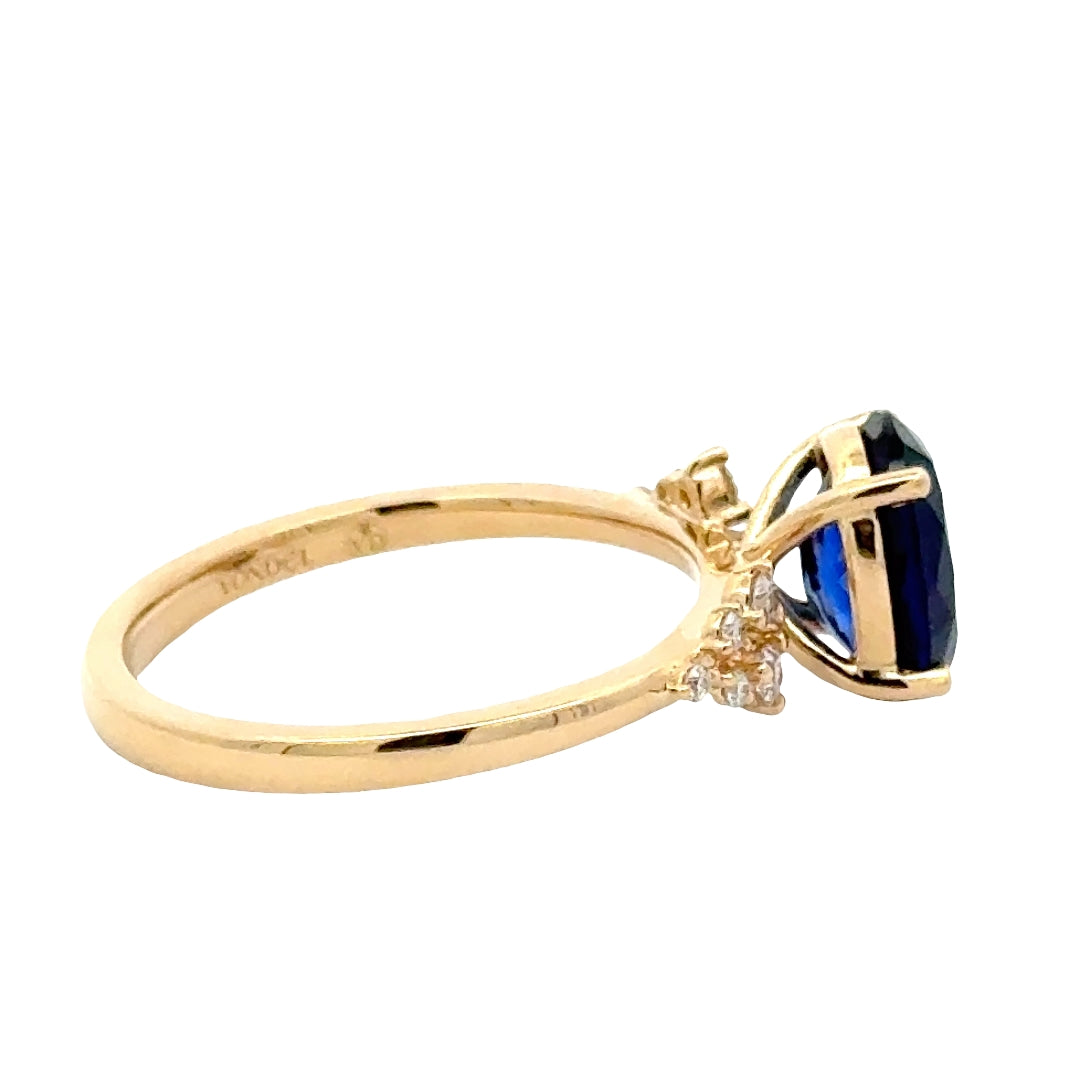 Sapphire 2 ct Oval Ring met Aanschuifring Set Diamant Snowdrift   - 18K Geelgoud