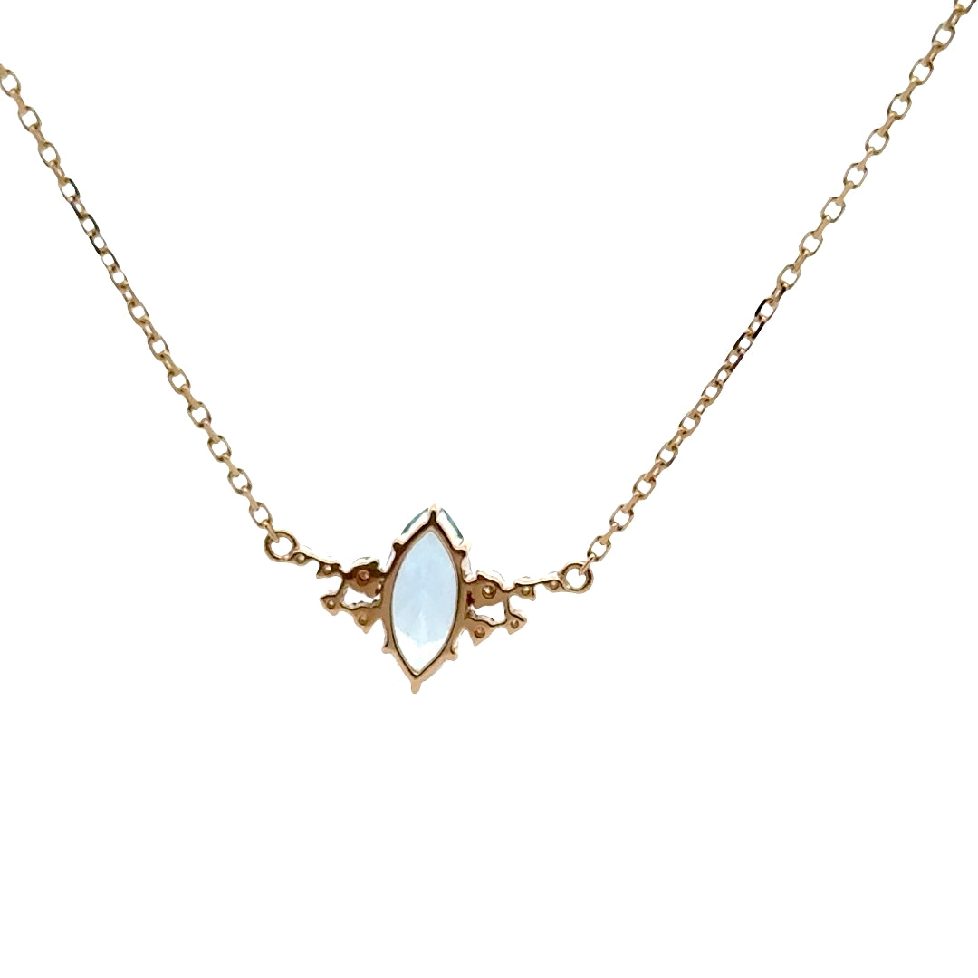 Marquise Blauwe 1 ct Spinel Ketting Diamant Snowdrift  - 18K Goud