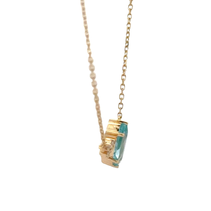 Marquise Blauwe 1 ct Spinel Ketting Diamant Snowdrift  - 18K Goud