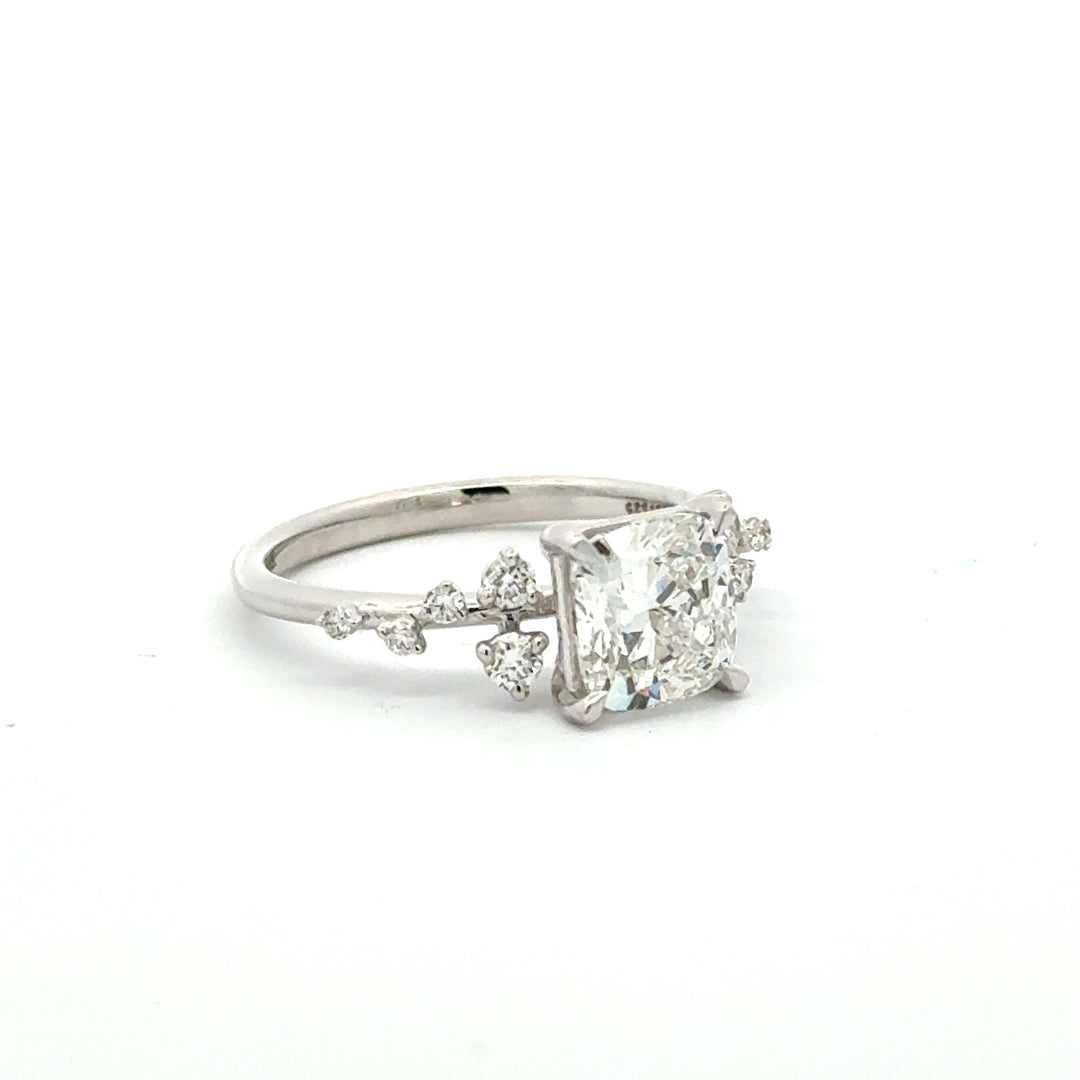Cushion Cut Diamond Snowdrift Ring - 18K Gold - 1.82 ct