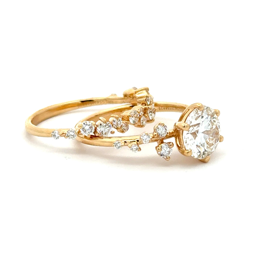 Rond Briljant Ring met Aanschuifring Set Diamant Snowdrift - 18K Geelgoud - 1,72 ct | 2,38 ct