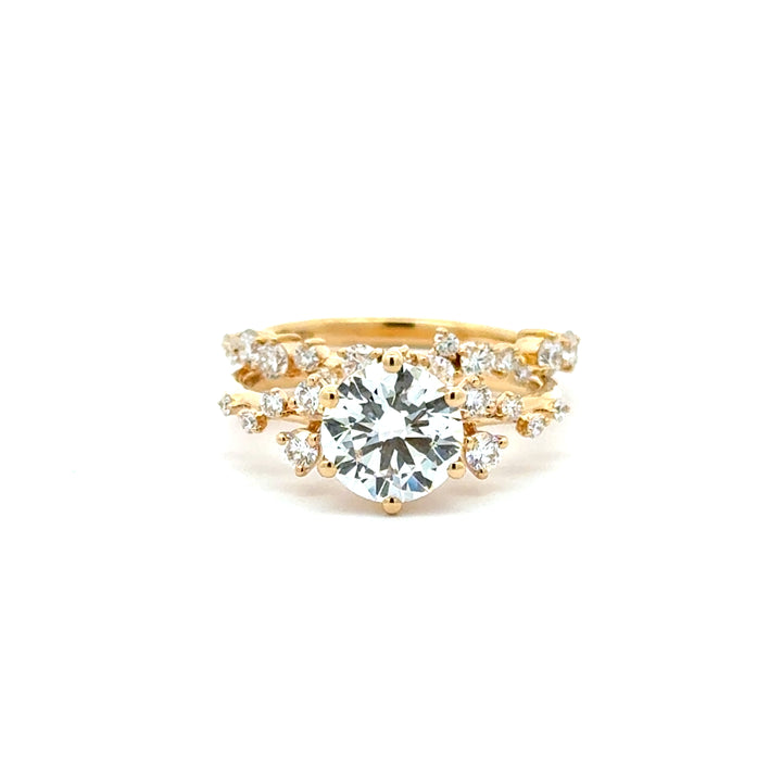 Rond Briljant Ring met Aanschuifring Set Diamant Snowdrift - 18K Geelgoud - 1,72 ct | 2,38 ct