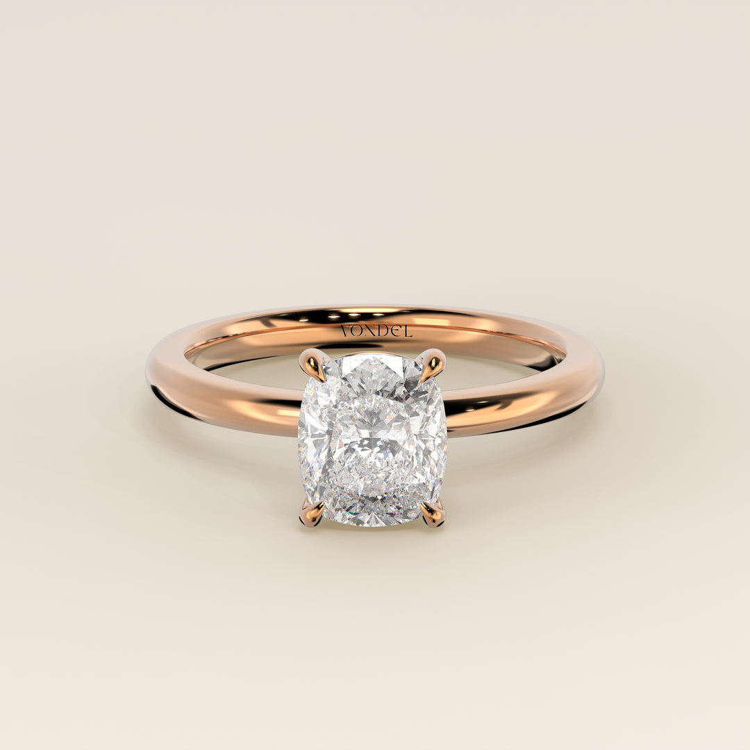 Verlovingsring elongated cushion lab grown diamant, rosegoud