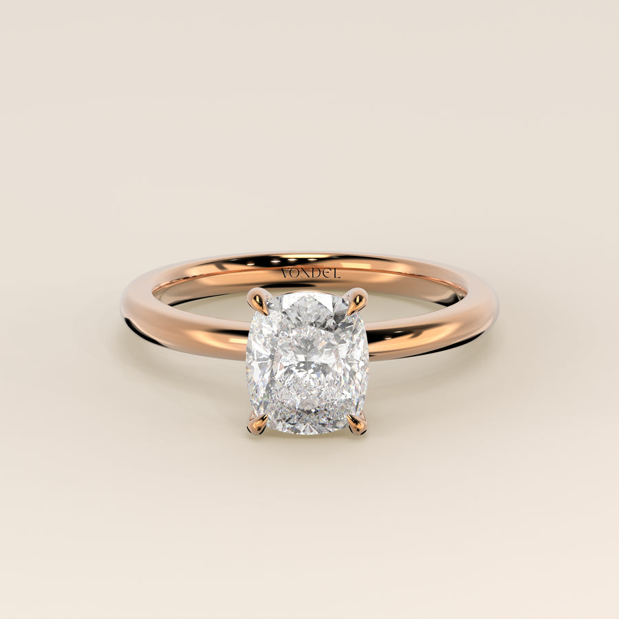 Verlovingsring elongated cushion lab grown diamant, rosegoud