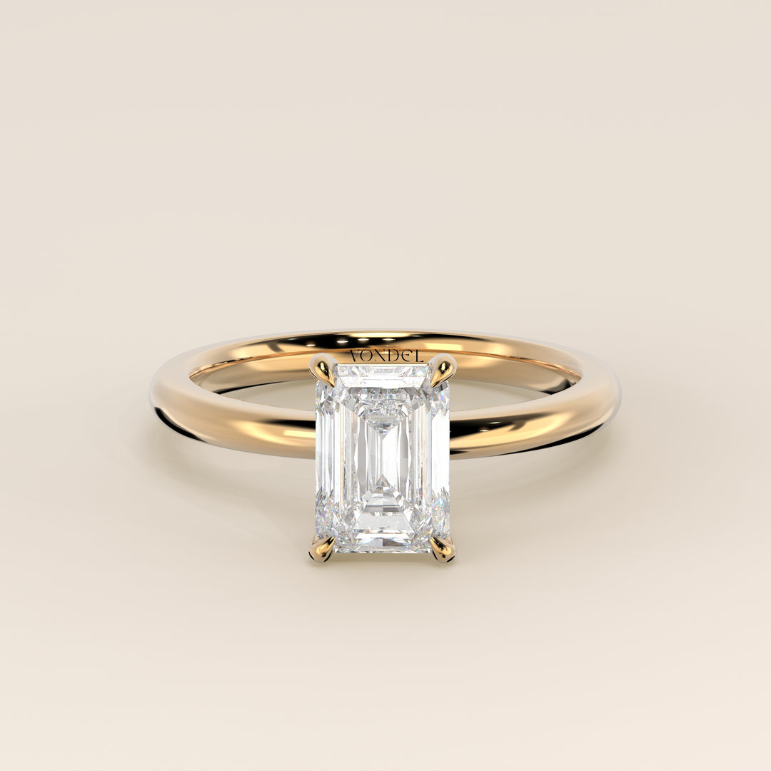 Verlobungsring mit smaragdgrünem, im Labor gezüchtetem Diamanten, Gelbgold