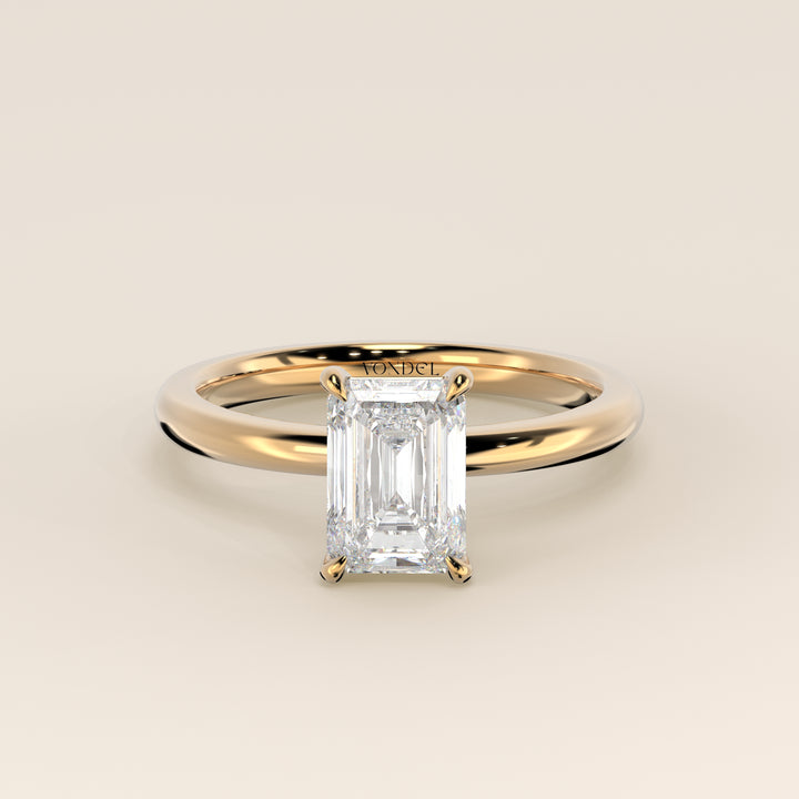 Verlobungsring mit smaragdgrünem, im Labor gezüchtetem Diamanten, Gelbgold