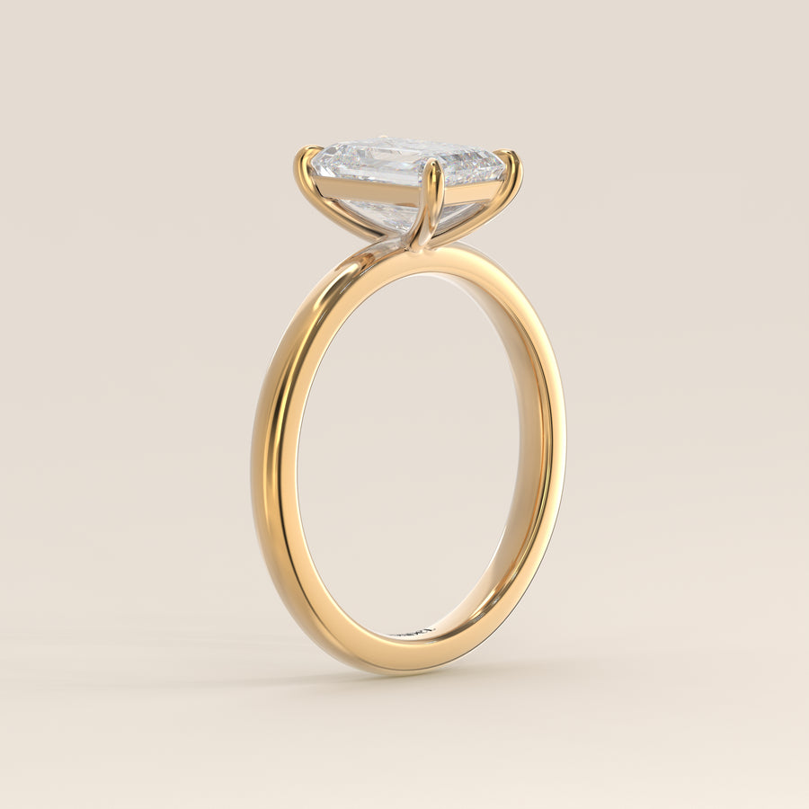 Verlovingsring emerald lab grown diamant, geelgoud