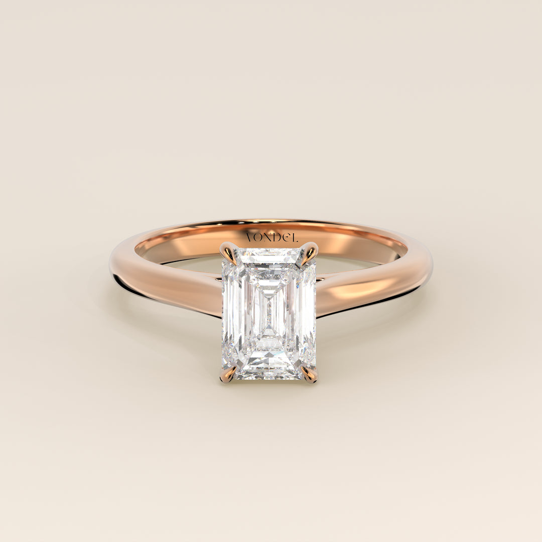 Verlovingsring emerald lab grown diamant met cathedral setting, rosegoud