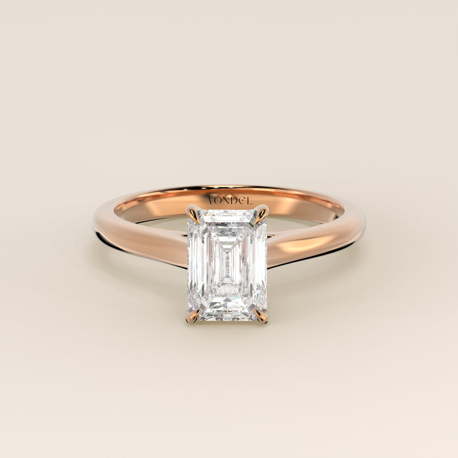 Verlovingsring emerald lab grown diamant met cathedral setting, rosegoud